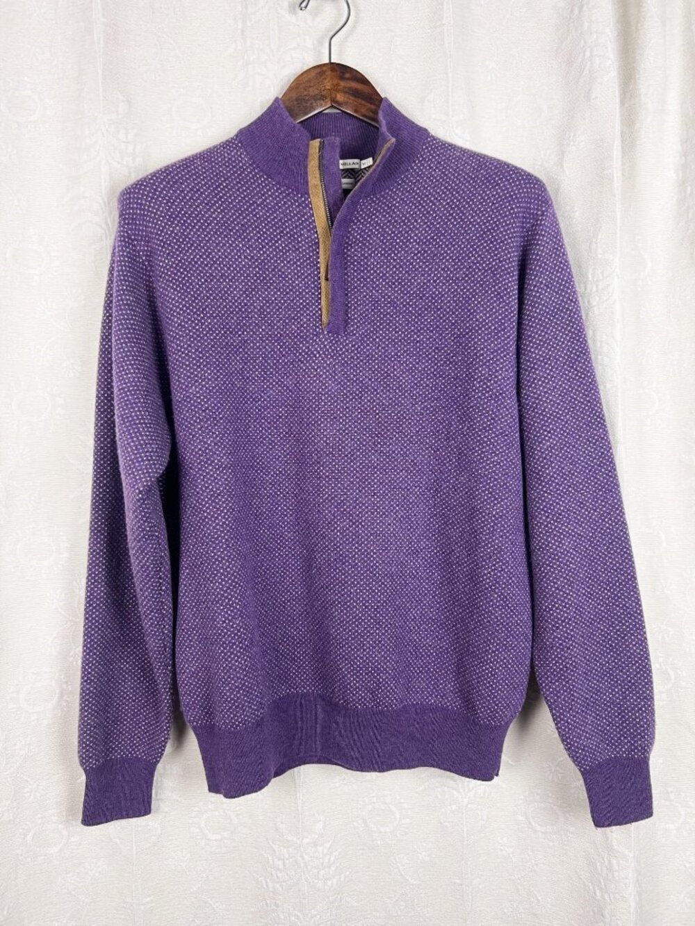 Peter Millar wool cashmere blend purple quarter zip knit sweater golf pullover M